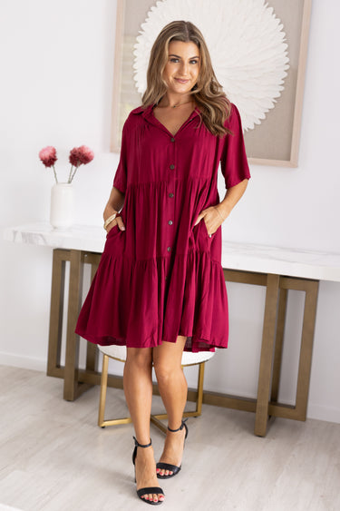 VGLD170 - VICTORIA DRESS - BURGUNDY