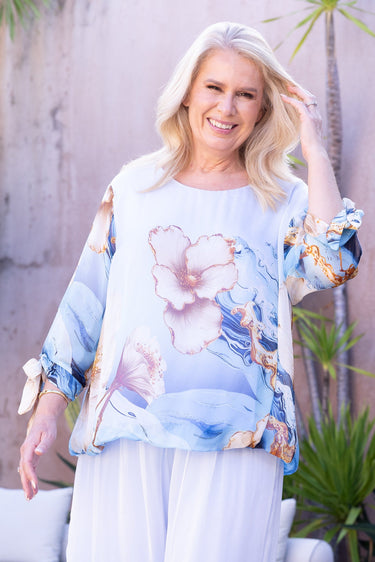 VLST360 (2765) - FLOAT SILK TOP - OCEAN PETALS