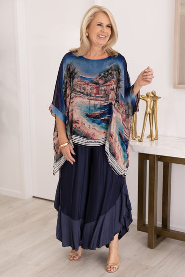 VLST722 (1688) - GABRIELLA BATWING SILK TOP - ITALIAN RIVIERA