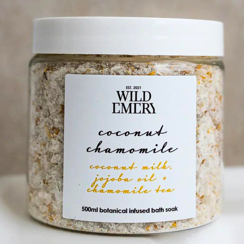 WILD EMERY - COCONUT CHAMOMILE BATH SALTS 500ML