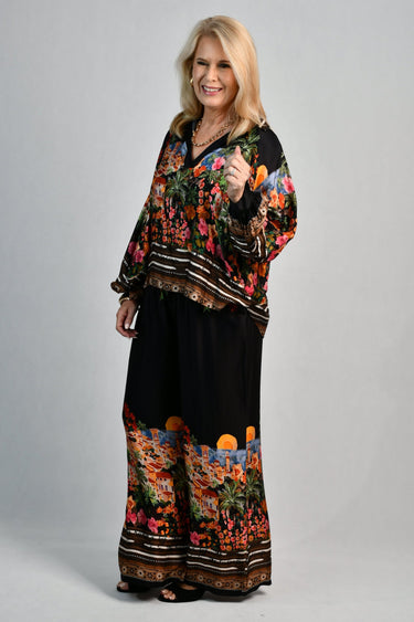 VLSP640 (6655) -  LISA SILK PANT - RIVIERA ECLIPSE