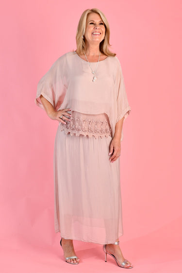 VLSK002 (9968) - MARTA SILK MAXI SKIRT - BLUSH