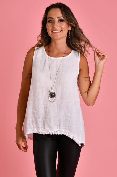 VLST900 (20C997) - CAPRI LINEN TANK - WHITE
