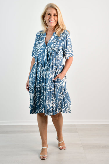 VBLD655 - CINDY DRESS - DAINTREE DENIM/WHITE