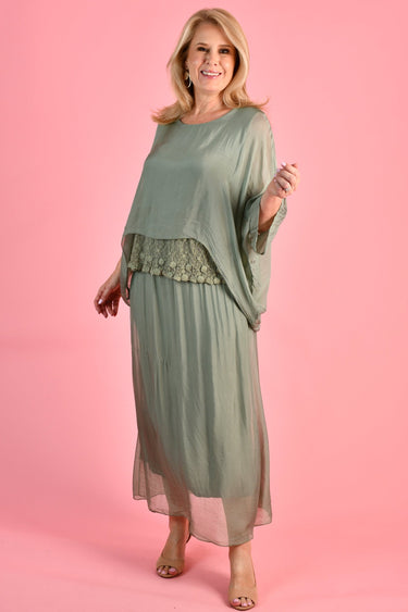 VLSK002 (9968) - MARTA SILK MAXI SKIRT - SAGE