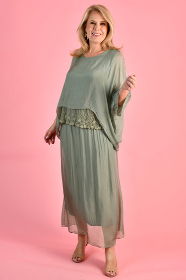 VLST540 (24032) - MARTA SILK TOP W/SLIP - SAGE