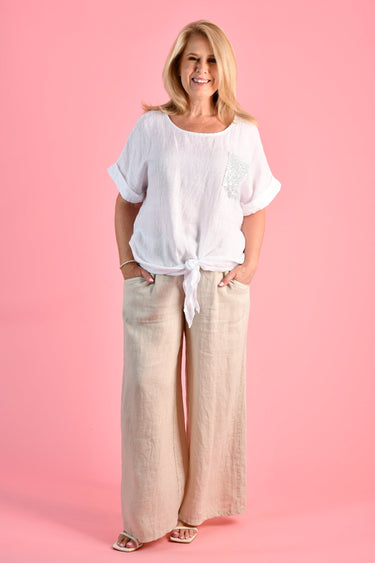 VLST470 (24091) - NADIA SEQUIN POCKET TEE - WHITE