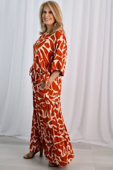 VBLP201 - TIERED FLOW PANT - SAHARA MOSAIC RUST