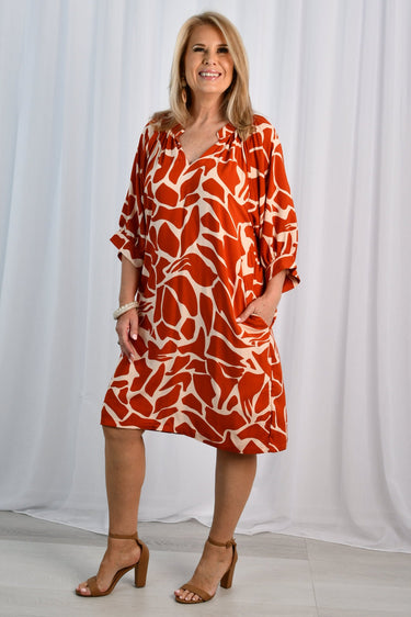 VBLD004 - TINA TUNIC DRESS - SAHARA MOSAIC RUST