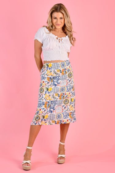 VGLD601 - SADIE STRAPLESS SHIFT DRESS/SKIRT - MOROCCAN TILES