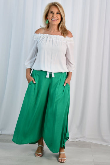 VBLP106 - SYDNEY WIDE LEG PANT - CHRISTMAS GREEN