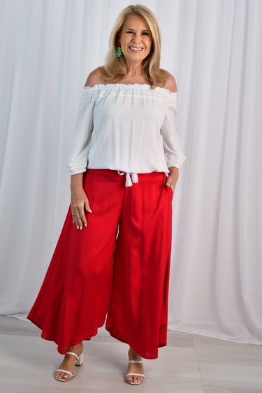 VBLP106 - SYDNEY WIDE LEG PANT - CHRISTMAS RED