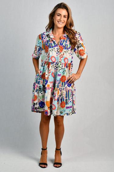 VGLD170 - VICTORIA DRESS - SUMMER SCRIBBLE