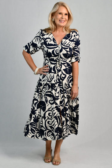VBLD734 - PAMELA MIDI DRESS - NAUTILUS NAVY