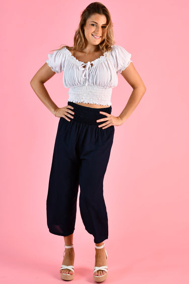 VGLP068 - 3/4 ROUCHED PANTS - NAVY