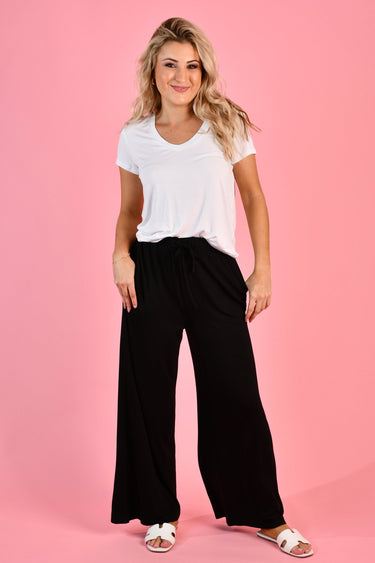 VGLP710 - BAMBOO WIDE LEG PANTS - BLACK