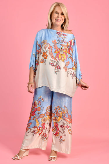 VLSP640 (6655) -  LISA SILK PANT - LIGHT BLUE FLORAL