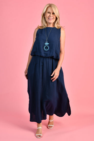 VLST010 (24C071) - MILAN LINEN TANK - NAVY