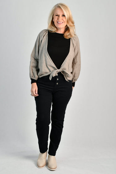 VLST634 (2169) - ELENA LINEN BOLERO - FANGO