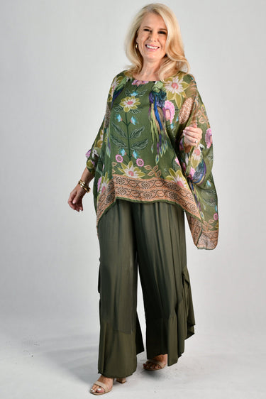 VLSP180 (2633) -  ALLEGRA SILK PANT - KHAKI