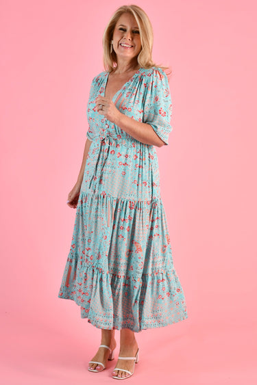 VBLD734 - PAMELA MIDI DRESS - MORNING MEADOW BLUE