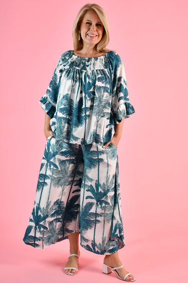 VBLP106 - SYDNEY WIDE LEG PANT - PALM BREEZE TEAL