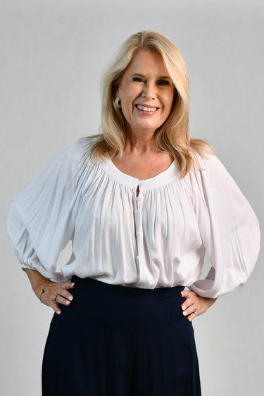 VBLT999 - HEPBURN 3/4 SLEEVE TOP - WHITE