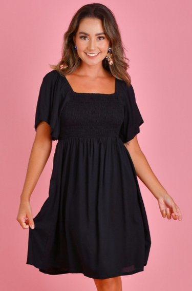 VGLD140 - MANHATTAN SHORT DRESS - BLACK