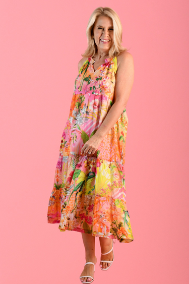 VPCD600 - ST. LUCIA MIDI DRESS - BLUSHING PETALS