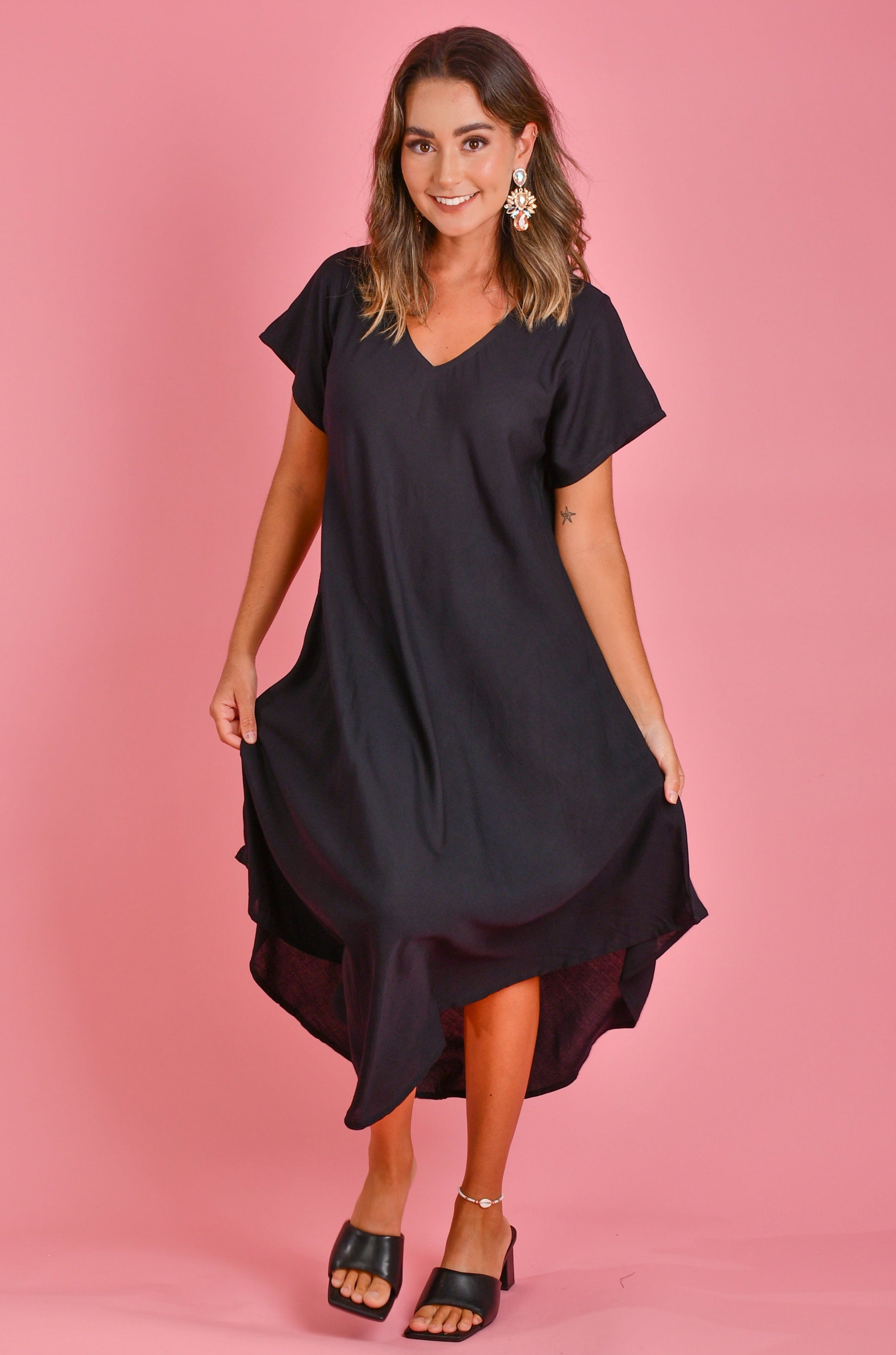 VBLD083 - GREAT HARBOUR DRESS - BLACK