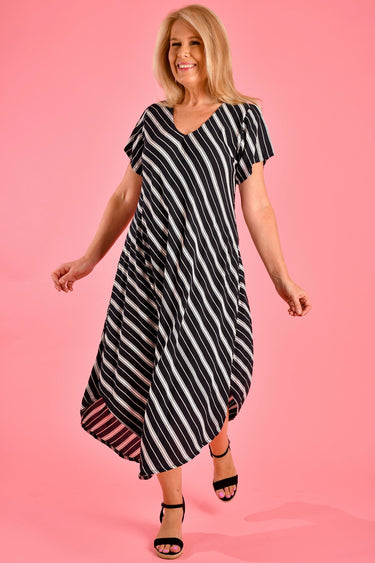 VBLD083 - GREAT HARBOUR DRESS - SAILOR STRIPE BLACK