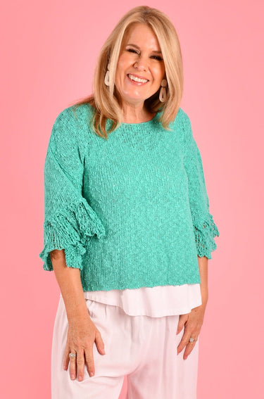 VBLJ070 - GRACIE KNIT TOP - MINT GREEN