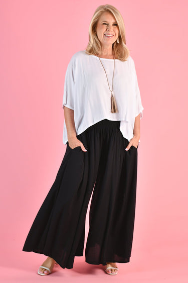 VBLP206 - FREMANTLE ROUCHED WIDE LEG PANT - BLACK