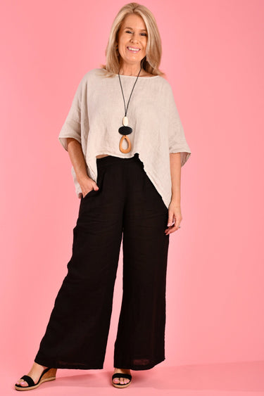 VLSP120 (21P057) -  SICILY LINEN PANT - BLACK