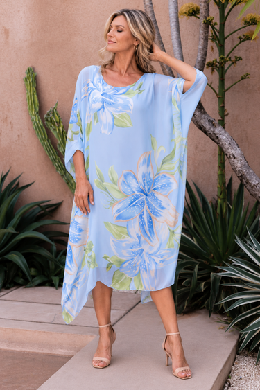 VLSD570 (8571) -  LAKE COMO SILK DRESS - LILY BREEZE BLUE