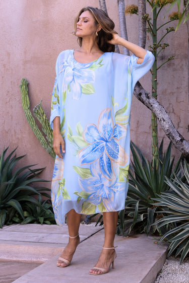 VLSD570 (8571) -  LAKE COMO SILK DRESS - LILY BREEZE BLUE