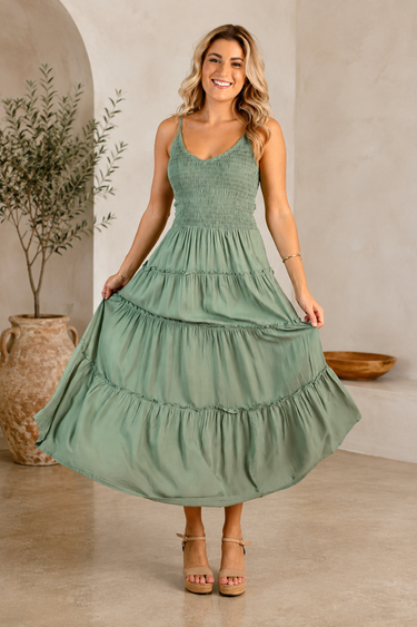 VGLD267 -  TRAVELLER MAXI DRESS - SAGE