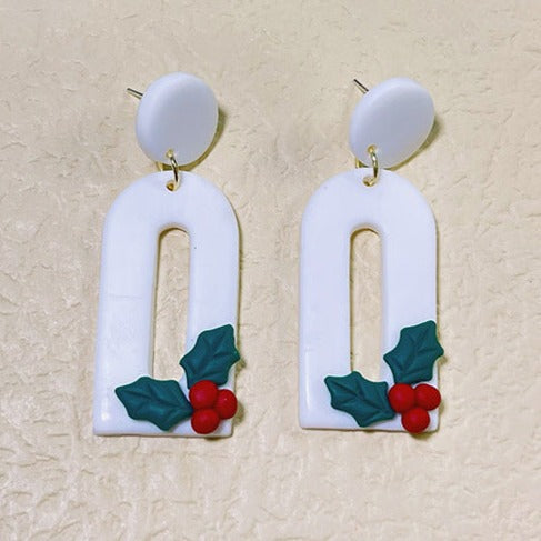 GJ0415 - WHITE ARCH WITH HOLLY EARRINGS