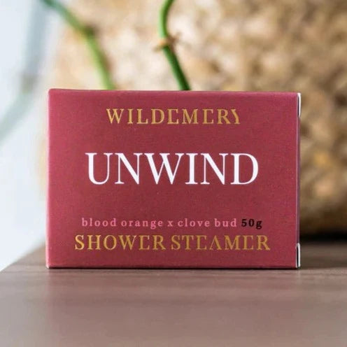 WILD EMERY SHOWER STEAMER - UNWIND - BLOOD ORANGE X CLOVE BUD